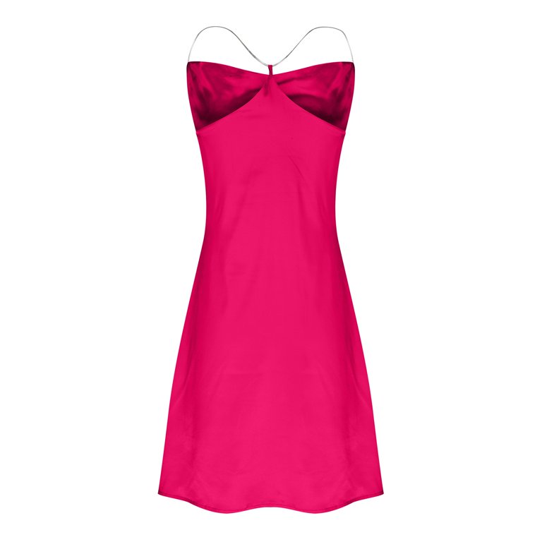 Wycnly Dresses for Women Cocktail Party Prom Sexy Slim Spaghetti Strap Mini Dresses V-Neck Sleeveless Solid Summer Short Formal Dress Hot Pink s