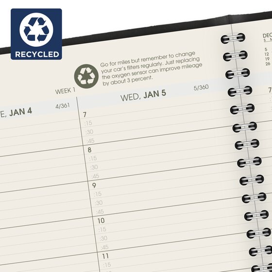 At-A-Glance Recycled 2022 Weekly Monthly Appointment Book Planner, Black, Medium, 7" x 8 3/4"
