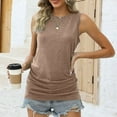 thumbnail image 4 of ZQGJB Plus Size Womens Ruched Tank Tops Loose Fit Crewneck Sleeveless Tops Dressy Casual Solid Color Basic Summer T-Shirts for Women 2024 Coffee#01 S, 4 of 8