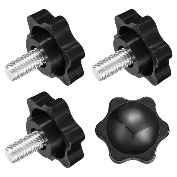 Uxcell 4Pack Clamping Screw Knob, 1/4-20 x 0.47" Hex Shaped Star Knob for Umbrella Base Mechanical Furniture, 32mm Dia