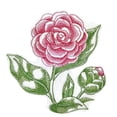 thumbnail image 2 of Sketched Camellia Single flower Embroidered Iron on/Sew patch [4.85" X 5"], 2 of 3
