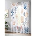 thumbnail image 4 of Sheer Curtains 108 Inches Long 2 Panels Set for Living Room, Coastal Semi Sheer Curtains for Windows, Coral Starfish Shell Couch Ocean Beach Summer Voile Window Treatments Rod Pocket Curtain, 4 of 7