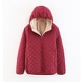 thumbnail image 3 of Chaqueta de invierno de estilo coreano, ajustada, de lana de cordero a cuadros, con capucha, gruesa y cálida, de algodón, con clip, 3 of 5