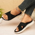 thumbnail image 4 of Rokment Womens Orthopedic Memory Foam Beach Slip on Sandals Summer Fashion Comfortable Mesh Crooss Band Platform Wedge Low Heel Walking Slides Casual Flat Slippers Black Size 9, 4 of 8