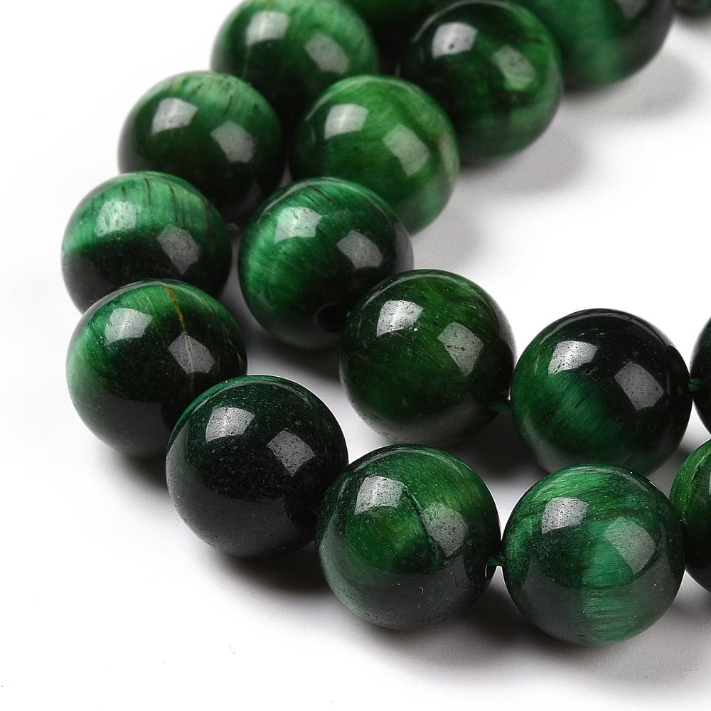 5 strand Natural Green Tiger Eye Beads Strands Dyed Heated Round Green 10mm