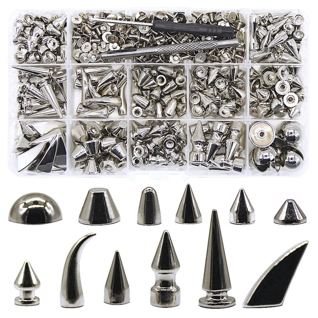 Coofit Ensemble de Rivets à Pointes DIY - Rivets Portables pour Vêtements Cônes Clous Punk pour Artisanat
