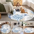 thumbnail image 5 of Summer Blue Coral Round Area Rug 5Ft Washable Circle Rugs for Living Room Bedroom, Coastal Starfish Ocean Nautical Non-Slip Carpet Floor Mats Indoor Outdoor Carpet Runner Aesthetic Home Decor, 5 of 8