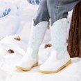 thumbnail image 6 of Wxirdiow Girls Cowgirl Boots Girls Cowgirl Boots Western Cowboy Boots For Toddler To Big Kids Square Toe Mid Calf Side Zipper Horse Riding Birthday White Size,3, 6 of 9