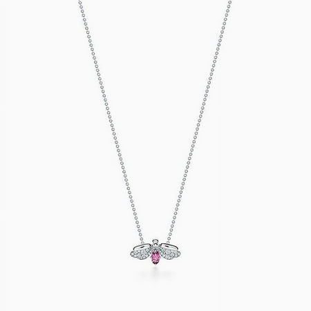 Tiffany & Co Platinum Diamond Rubellite Firefly Necklace.