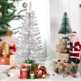 thumbnail image 5 of Mayhihi 4FT Silver Tinsel Artificial Christmas Tree with Lights, Indoor & Outdoor Christmas Tree with 50 Warm White Lights, Xmas Pine Tree for Home Office Party Decor, 5 of 8