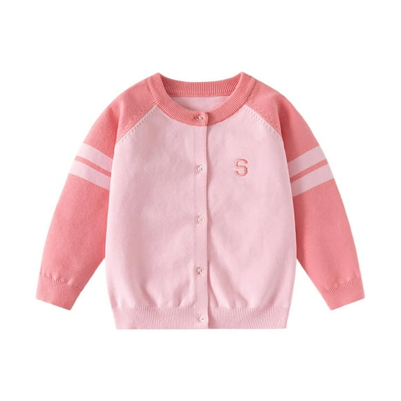 ZACPNCV Cardigan en Tricot pour Bébé Fille, Chandail à Col Rond, Tricot Crochet, Fermeture à Boutons, Hauts Cardigan, Manteau, Vêtement d'Extérieur pour Tout-Petit, Rose, 5-6 Ans