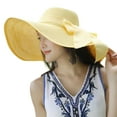 thumbnail image 2 of MRULIC baseball cap Women Big Brim Straw Hat Sun Floppy Wide Brim Hats New Bowknot Folding Beach Cap Yellow + One size, 2 of 2
