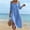 *Blue, variant on Women's Off The Shoulder 3/4 Sleeve Maxi Dress, Casual Tunic Waist Beach Dress with Side Slit White,Women's Plus XXXL