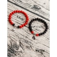 thumbnail image 3 of QQTDFG 2pcs Couple Heart Charm Stone Red and Black Beaded Bracelet Women Men Bracelet-default, 3 of 5