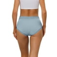 thumbnail image 3 of INSPIRE CHIC Mother's Day Women's High Waist Underwear Tummy Control Comfortable Lace Trim Ribbed Panties Medium Light Blue, 3 of 4