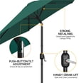 thumbnail image 4 of Yaheetech Parasol de Marché pour Patio de 9 Pi avec Manivelle et Inclinaison à Bouton-Poussoir, Vert Foncé, 4 of 7