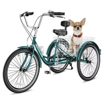 NAIZEA Adult Folding Tricycle 7-Speed, 20/24/26-Inch Three Wheel Cruiser Bike with Cargo Basket, Foldable Tricycle for Adults, Women, Men, Seniors, Teenagers