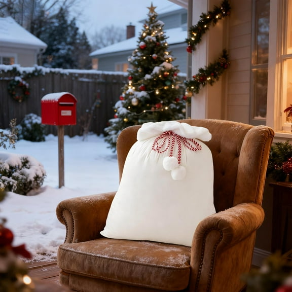 Extra Large Velvet Santa Gift Bags Bulk 16x24In Luxury Jumbo Gift Sacks with Drawstring Giant Christmas Bags Wrapping for Xmas Toys Santa Costume(White)