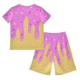 thumbnail image 3 of oqasdz Girls Boys Summer Outfits Ice Cream Print Short Sleeve T Shirt And Shorts 2PCS Set Comfortable Casual For Toddler Kids Size 7 Y-8 Y, 3 of 3