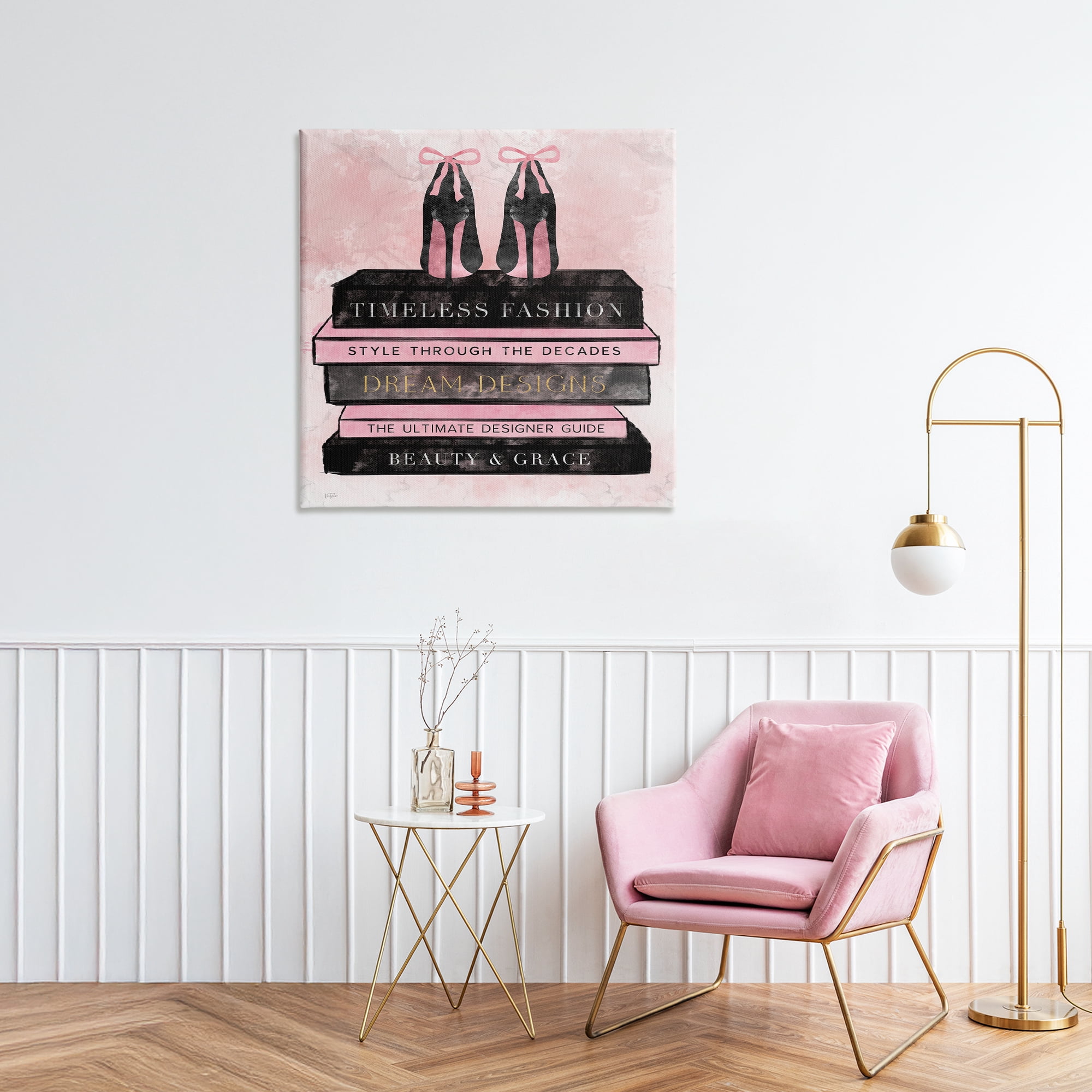 Stupell Industries Blush Fashion Book Stack Canvas Wall Art, design by Natalie Carpentieri
