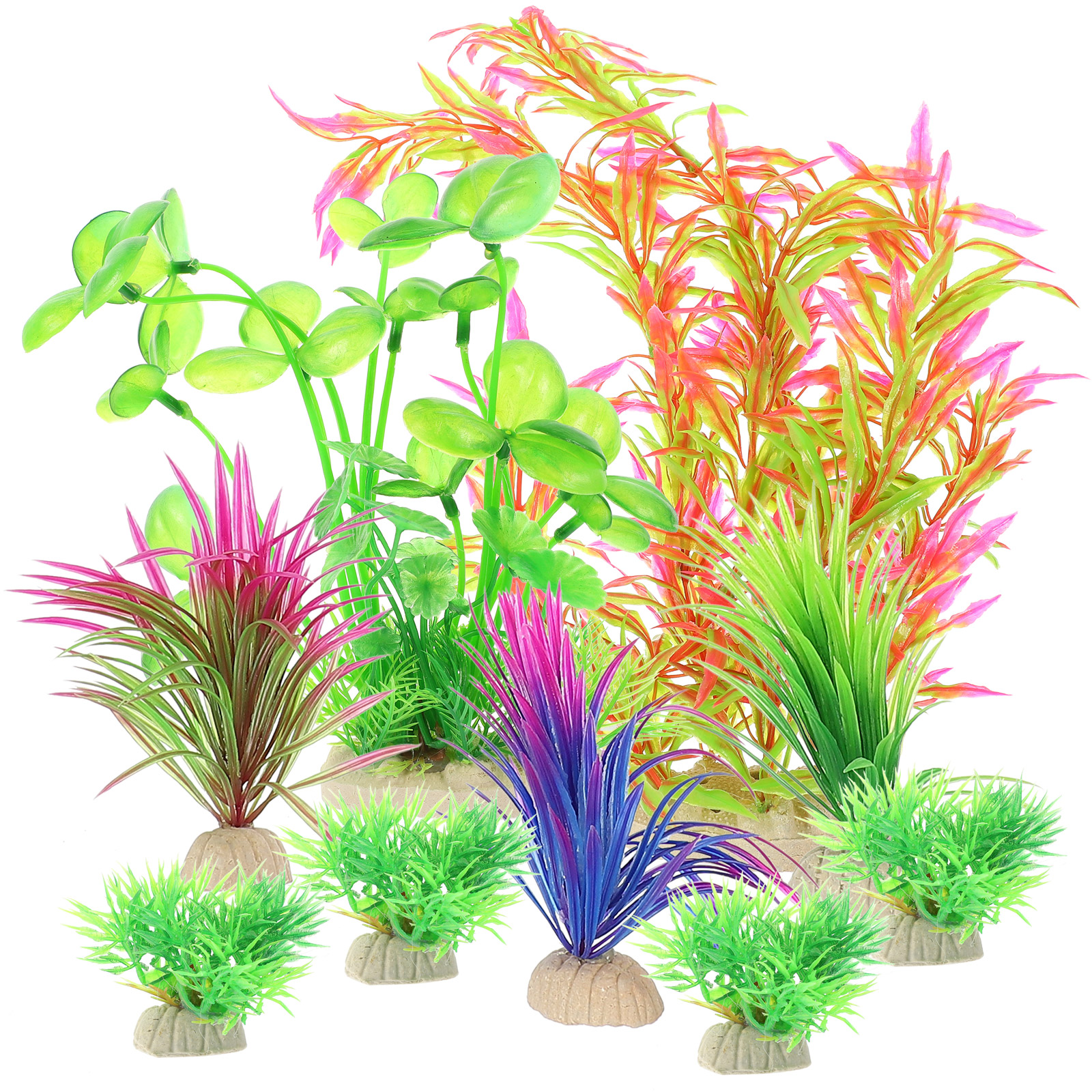 9Pcs Aquarium Decorations Plants Artificial Aquarium Plants Fake Plants