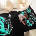 thumbnail image 4 of Castle Fairy Retro Race Car Bedding Comforter Set 7-Piece for Teens, Checkered Flag Print King Bedding Sets for Bedroom, Teal Black,Black Reversible, 4 of 7