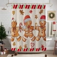 thumbnail image 2 of Christmas Shower Curtain Gingerbread Man Bathroom Curtains with Hooks, Waterproof Fabric Candy Cane Linen Red Stripes Bath Shower Curtains Set for Bathroom Bathtubs Xmas Decor 72x72 Inch, 2 of 9