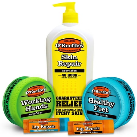 O'keeffe's Hard Working Variety Pack (Hands, Feet, Pump Lotion, Original and Cooling Lip