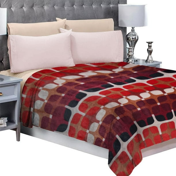 Frazada Matrimonial Ligera estampada MELOCOTTON HOGAR Flannel Extra Suave MOD CAROLINA