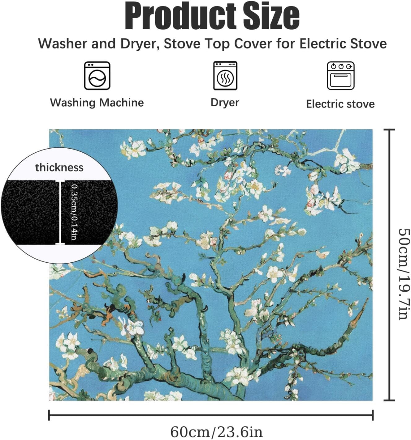 Washer and Dryer Covers for the Top 23.6" X 19.7", Washer and Dryer Top Protector Mat, Non Slip Washing Machine Dust Cover Pad for Laundry Room Kitchen Home Decor