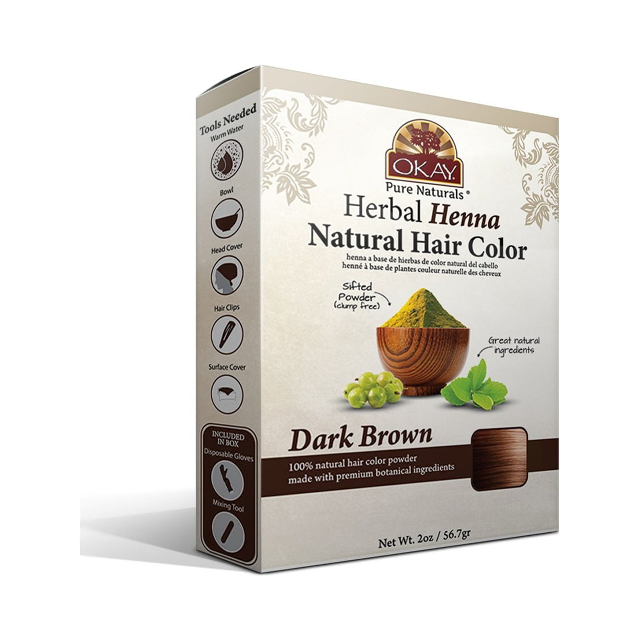 OKAY Pure Naturals Herbal Henna Hair Color Dark Brown - 50gr for