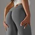 thumbnail image 6 of Leggings for Women Basic Wide Waistband Solid Flare Leg Active Bottoms Sports Basic Wide Waistband Solid Flare Leg Grey Pants Sizes M, 6 of 7