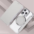 thumbnail image 4 of For iPhone 14 Pro Wallet Cell Cover, RFID Blocking, PU Leather,Compatible With MagSafe , With Flip Card Holder, Ultra Thin Electroplated Rotating Bracket Magneti Protective Cover,White, 4 of 7