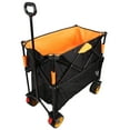 thumbnail image 5 of E-Western: Large Capacity Folding Cart with Extra Long Extender, Garden Shopping Beach Wagon with 7" All-Terrain Wheels, Supports up to 450lbs, Collapsible and Black Orange, 5 of 14