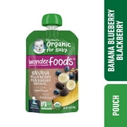 Gerber 2nd Foods Organic for Baby Wonder Foods Baby Food, Banana Blueberry Blackberry Oatmeal, 3.5 oz Pouch