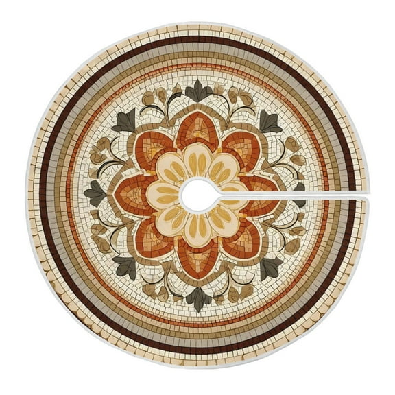 Ryvnso Christmas Tree Skirt Boho Flowers Ethnic Xmas Tree Skirts Ornament Home Decorations 35.4"