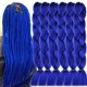 thumbnail image 1 of TENGSHUO FLY Cabello trenzado azul real 6 paquetes de extensiones de cabello trenzado sintético Jumbo Ombre trenzado cabello 24 pulgadas o caja trenzas trenzas de ganchillo (24 pulgadas, paquete de 6, 1 of 5