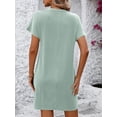 thumbnail image 7 of Summer Fashion Women's Long Dress Casual Contrast Color Twisted Short Sleeve Pocket Dress, 7 of 7