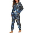 thumbnail image 2 of SCRAWLGOD Butterfly Pajamas Women Pjs Long Sleeve Nightwear for Women 2 Piece Outfits Crewneck Fall Pj Set Women Casual Women Lounge Set Soft Size XL, 2 of 7