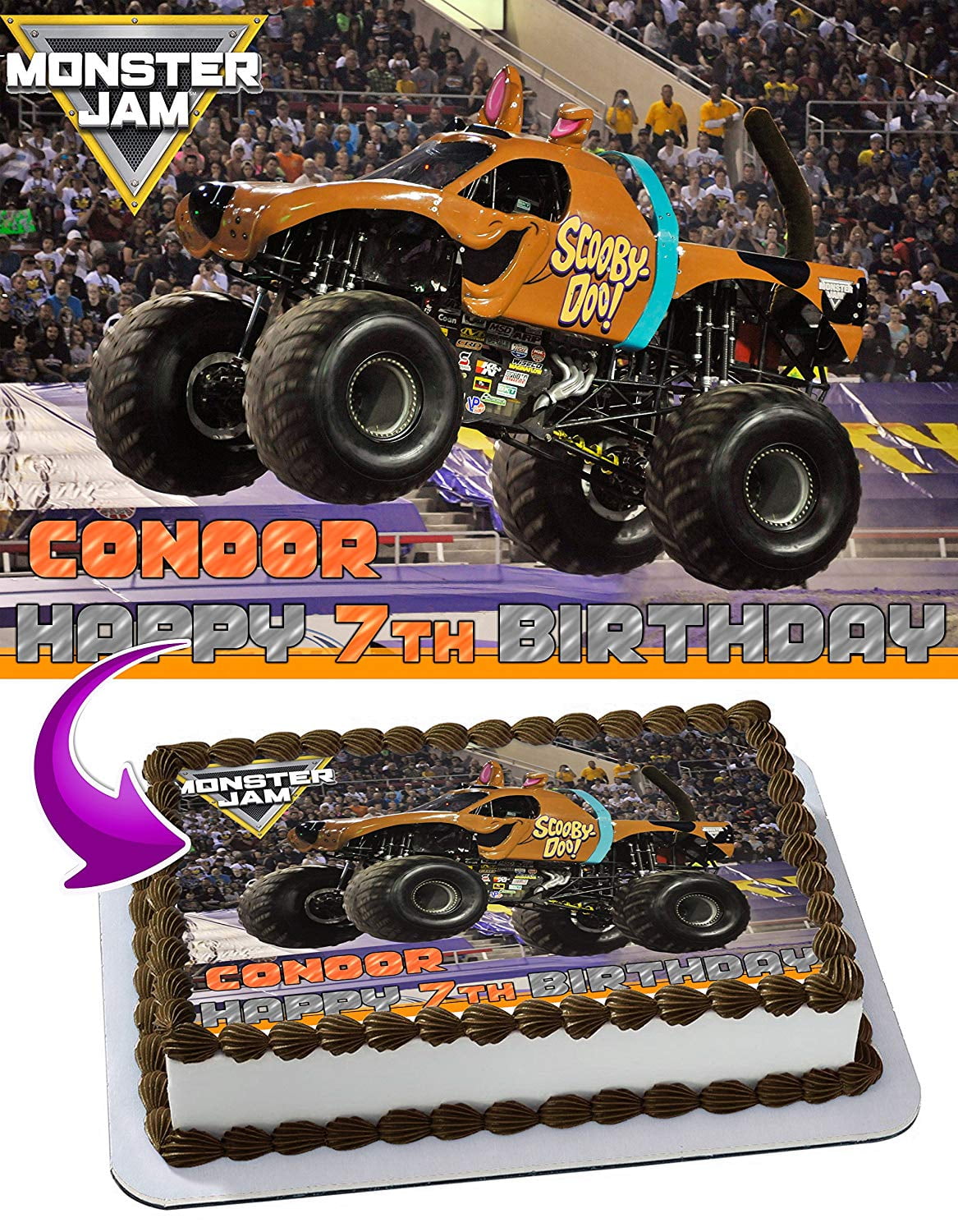 Monster Jam Trucks Cake Topper Set Cupcake 24 Pieces Plus Birthday Card Walmart Com