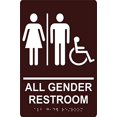 thumbnail image 2 of All Gender Restroom Sign, 6"x 9" Tactile Wall Sign, Braille Grade II (Brown), 2 of 3