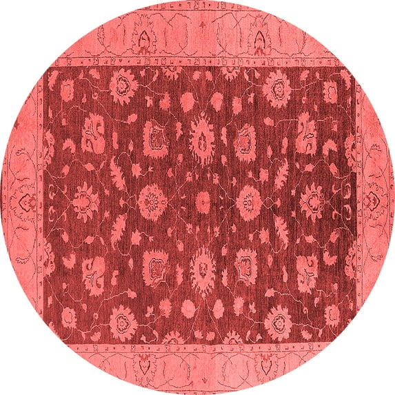 Ahgly Company Indoor Round Oriental Red Industrial Area Rugs, 5' Round