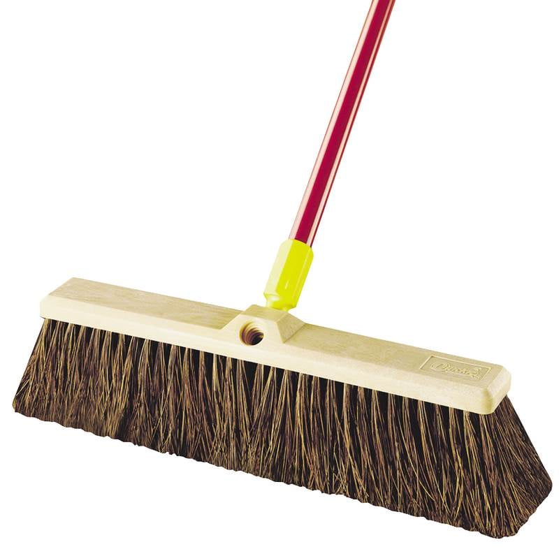 Quickie 00526 Rough Sweep Push Broom With Handle, Stiff Palmyra Fiber