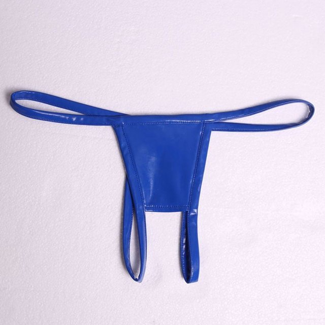 Plus Size Latex PVC Shiny Low-Rise G-string Panties Sexy Bandage Micro Thong T-Back erotic Lingerie Smooth Thongs Stage Wear F23