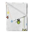 thumbnail image 2 of Cat and Mouse Soft Flannel Fleece Blanket, Cartoon Style Design of a Kitten Looking Up at the Hanging Animal Ornaments, Cozy Plush for Indoor and Outdoor Use, 50" x 60", Multicolor, by Ambesonne, 2 of 5