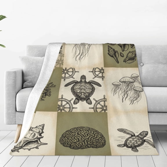 Sea Turtle Throw Blanket, Super Soft Warm Flannel Blanket for Living Room Decor, Thoughtful Gift for Family 50x40