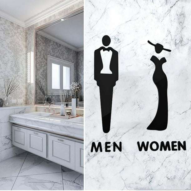 Letrero de fácil instalación para WC, Tablero de muestra para puerta de baño, señalización autoadhesiva, placa decorativa para baño, letrero para UniversalL