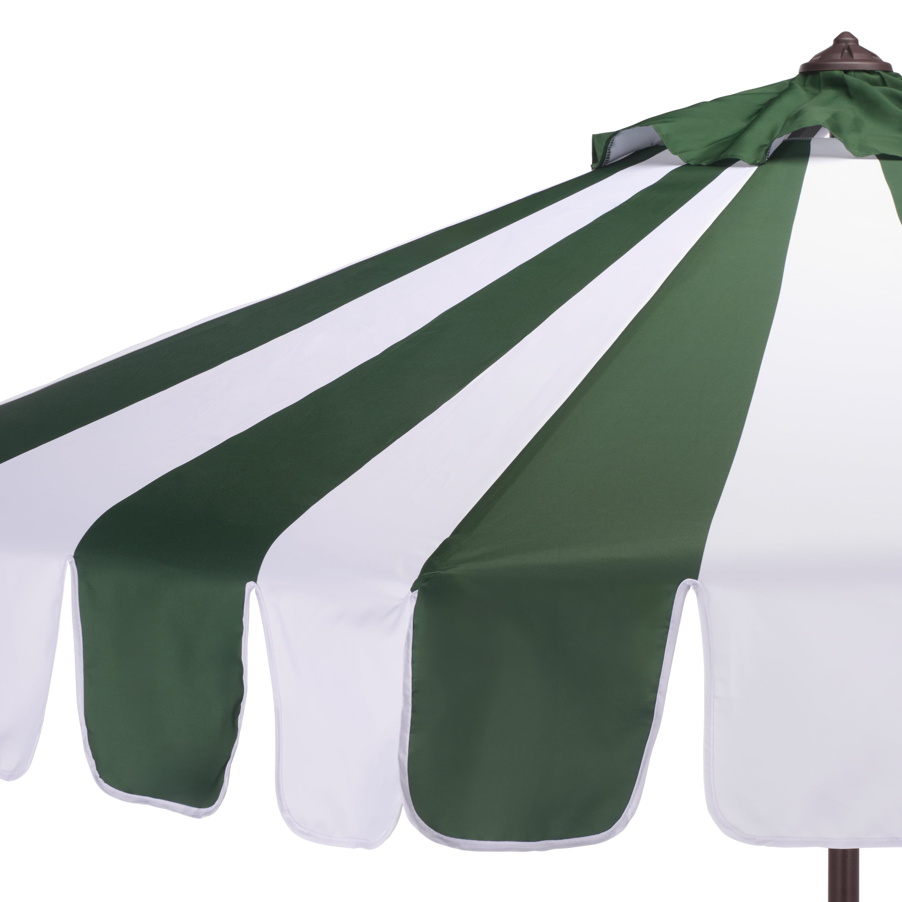 Safavieh Outdoor Meze 9ft Crank Umbrella, Hunter Green Stripe