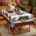 thumbnail image 2 of Christmas Tablecloths, Winter Poinsettia Tablecloth with Plaid, Washable Spillproof Wrinkle Resistant Polyester Table Cover for Holiday Party Dinner Decor (Rectangle/Oblong, 60 x 84 Inch), 2 of 5