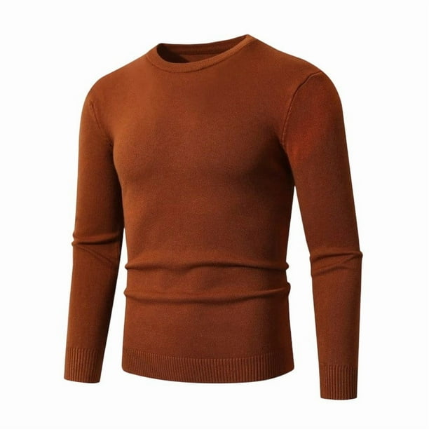 Ceisia Men's Slim Fit Crew Neck Sweater, Solid Color Knitted Pullover for Casual & Business Wear Gifts